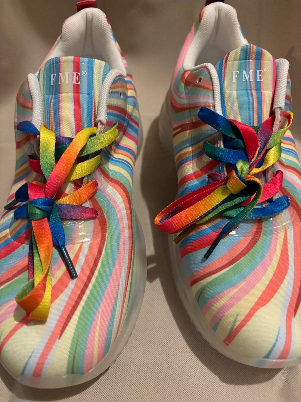 Women’s Rainbow Stripe Slip-On Sneakers - Multicolor